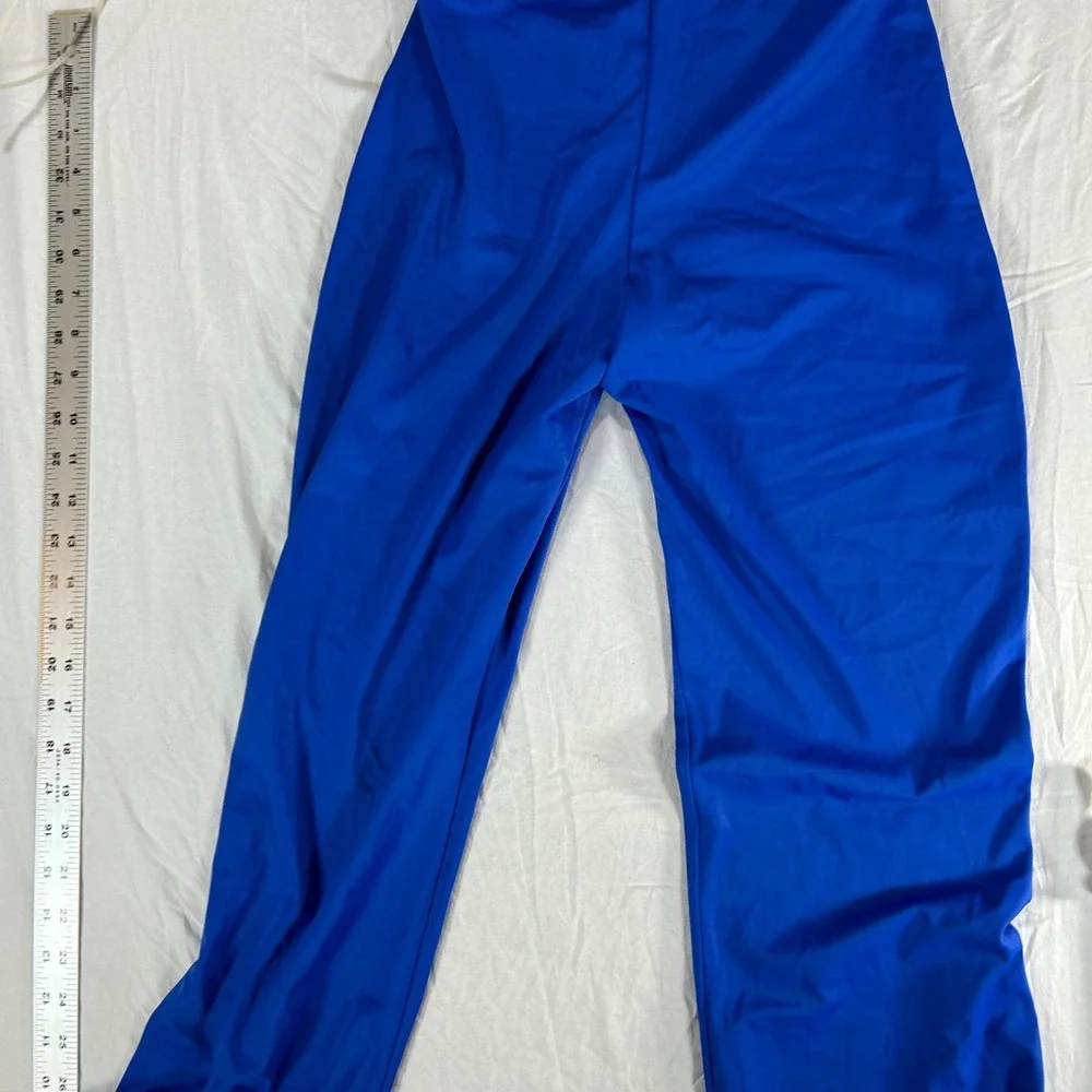 Zuliana Vintage Royal Blue 2 Piece Set Halter Tie Top Flare Pants Medium USA